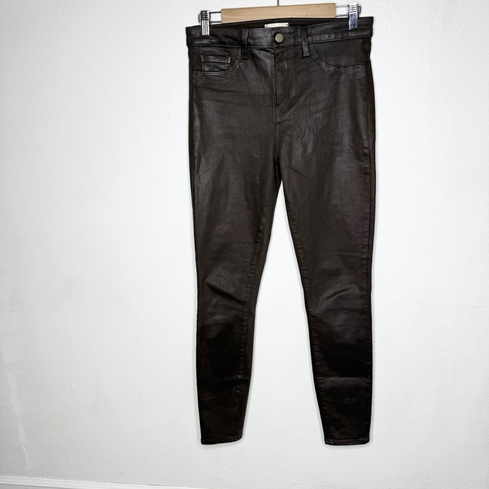 L'agence Marguerite High Rise Skinny Espresso Coated Jeans Womens‎ 29 Brown